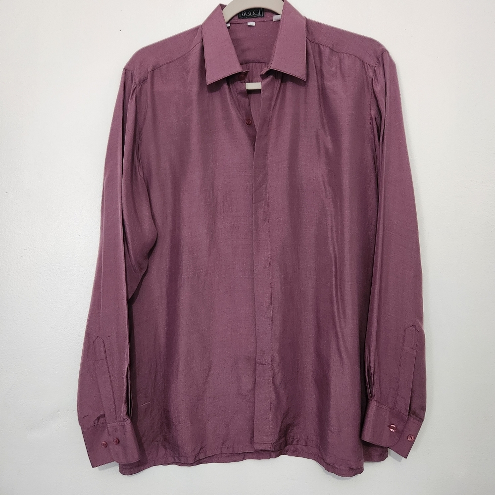 Vintage Bocci Italy 100% Silk Blouse Medium Mauve Button Up Old Money Minimalist
